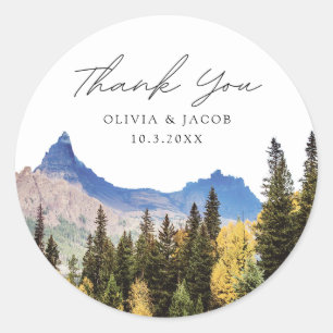 Aspen Wedding Favour Fall Photo Thank You Classic Round Sticker