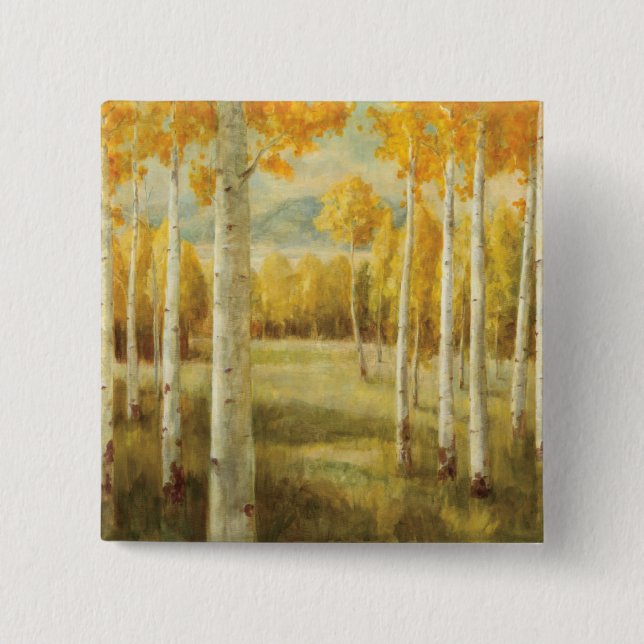 Aspens in Autumn 2 Inch Square Button (Front)