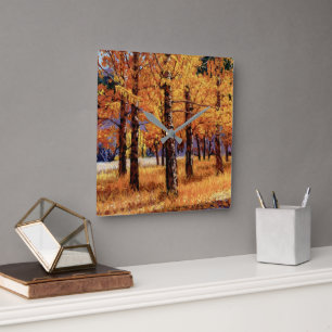Aspens of Colorado in Vibrant Fall Splendour Square Wall Clock