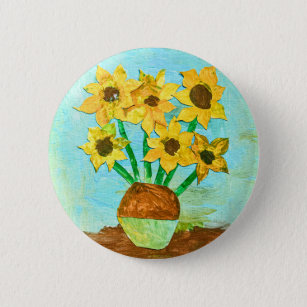 Aspen's VanGogh inspired sunflowers 2 Inch Round Button