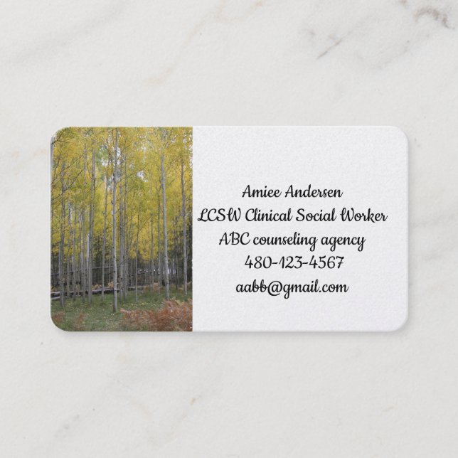 Aspen's Yellow Glow Business Card (Front)