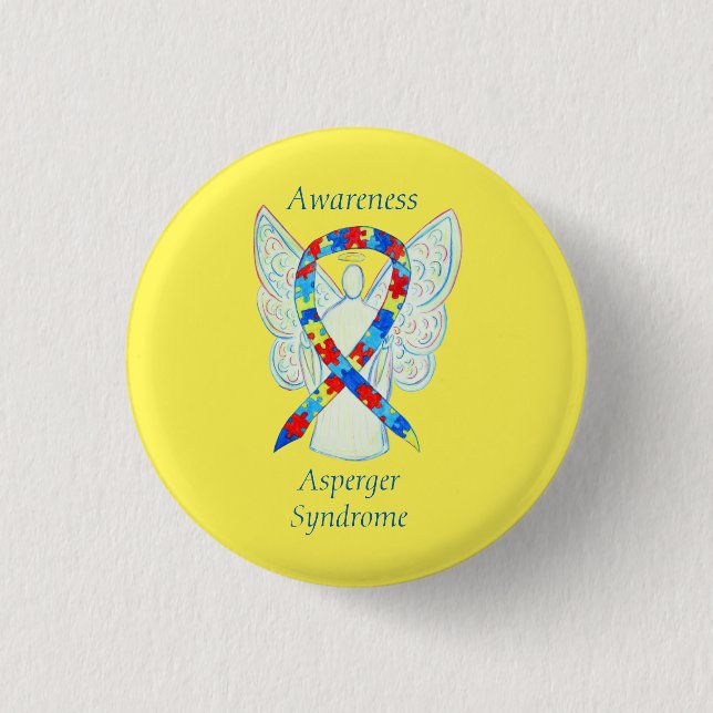 Asperger Syndrome Angel Puzzle Ribbon Pins (Front)