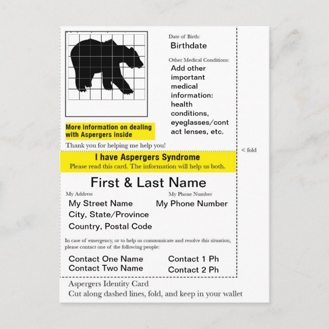 Aspergers ID Card (Front)