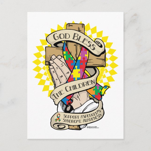 Asperger's Syndrome Praying Hands Postcard (Front)