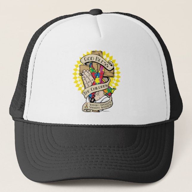 Asperger's Syndrome Praying Hands Trucker Hat (Front)