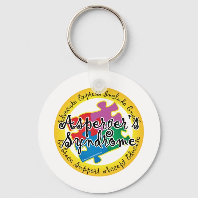 Asperger's Syndrome Puzzle Pin Keychain (Front)