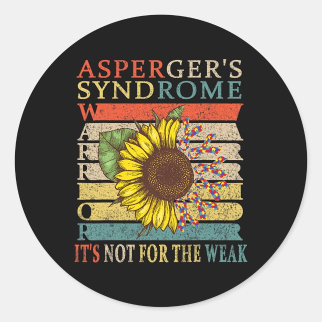 Asperger's Syndrome Warrior  Classic Round Sticker (Front)