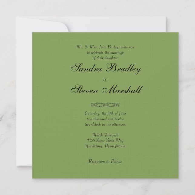 Asperges simples Invitations de mariage vert (Devant)