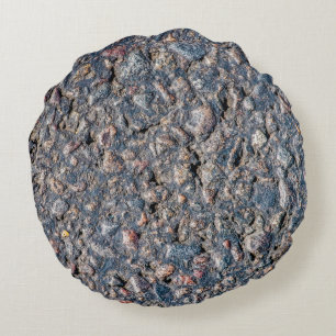 Asphalt and pebbles texture round pillow