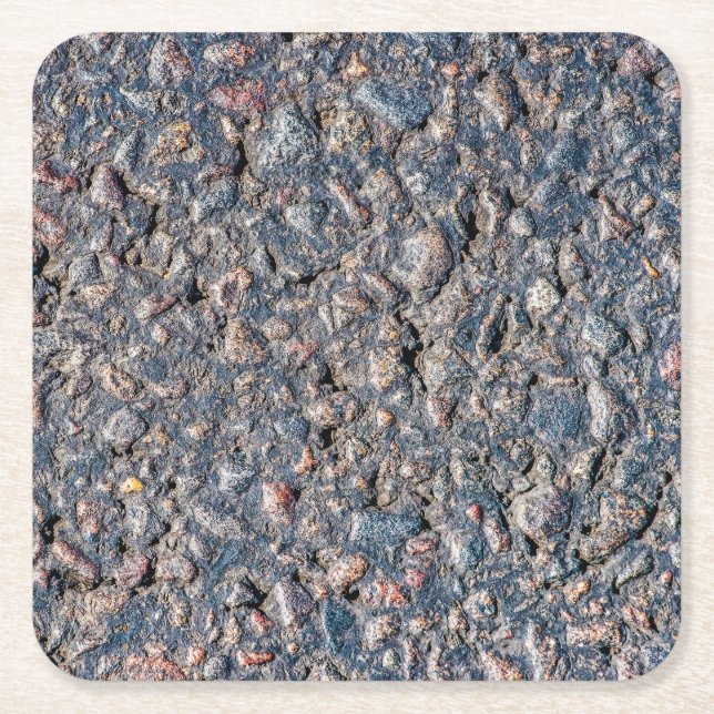 Asphalt and pebbles texture square paper coaster (Front)