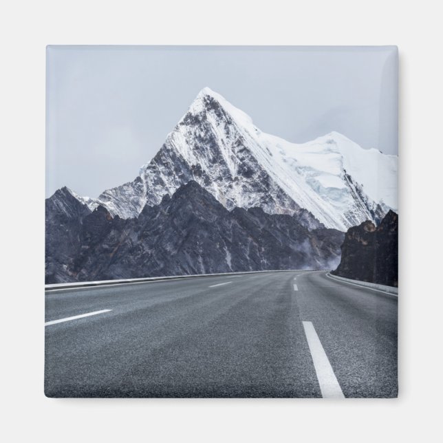 Asphalt Road in front of Snow Mountain Magnet (Front)