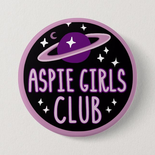 Aspie Girls Club (space logo) button (Front)