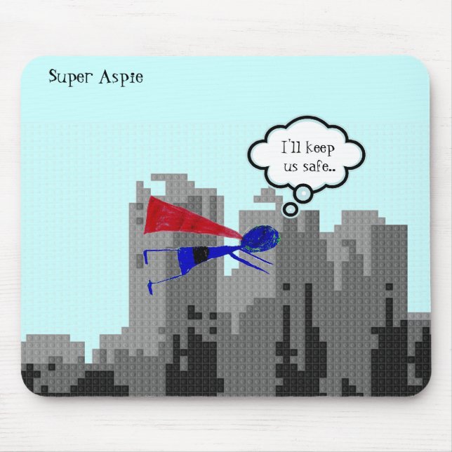 Aspie to save the day..... "Autism Awareness" Mouse Pad (Front)