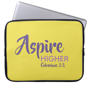 ASPIRE HIGHER Inspirational Christian Yellow Laptop Sleeve