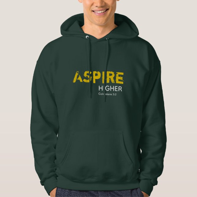 ASPIRE HIGHER Inspire Christian GREEN Hoodie (Front)