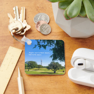 Aspire park in Qatar green trees modern building Keychain