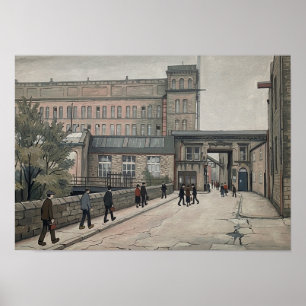 Asquith Bottom Mills Sowerby Bridge in Lowry Style Poster