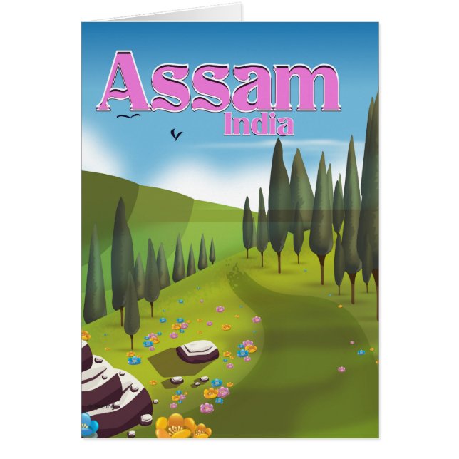 Assam India travel poster print. (Front)