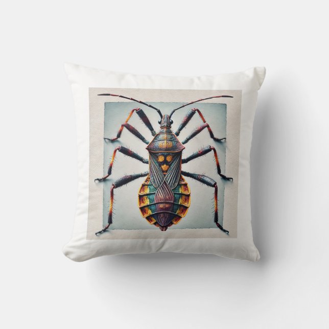 Assassin Bug 260924IREF222 - Watercolor Throw Pillow (Front)