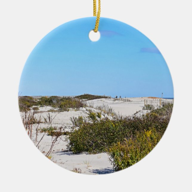 Assateague Island Beach Ceramic Christmas Ornament (Front)