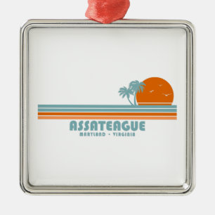 Assateague Island Maryland Virginia Sun Palm Trees Metal Ornament