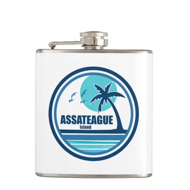 Assateague Island Palm Tree Birds Hip Flask (Front)