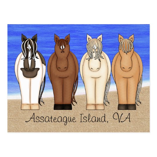 Assateague Island VA Chincoteague Ponies Postcard