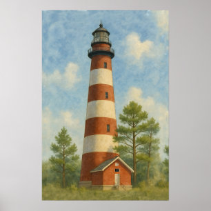 Assateague Lighthouse Watercolor Poster