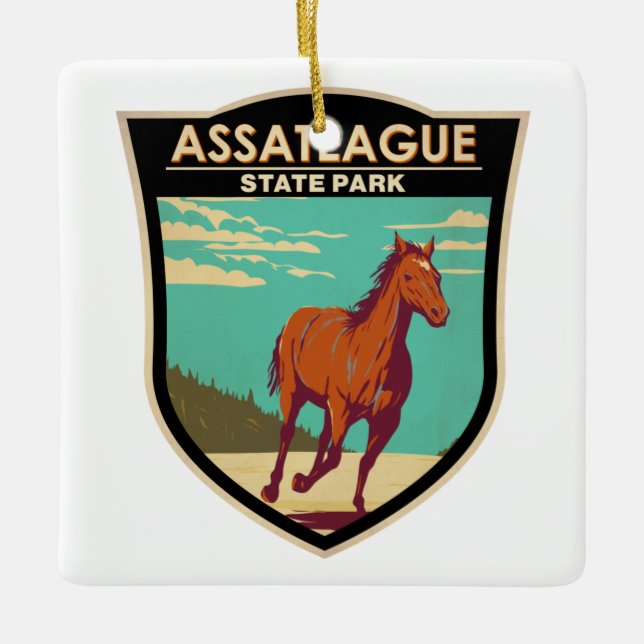 Assateague State Park Maryland Badge Ceramic Ornament (Front)