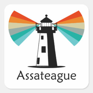 Assateague Virginia Lighthouse Rainbow Square Sticker