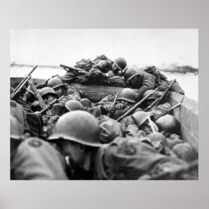 Assault Boat Crossing the Rhine in World War II Poster