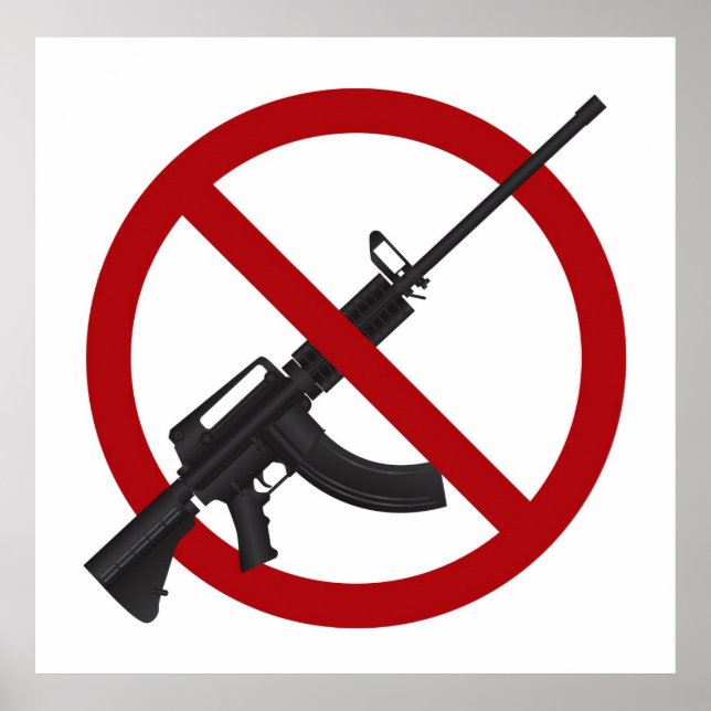 Assault Rifle AR15 Gun Ban Symbol Poster (Front)
