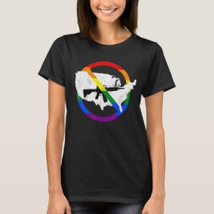 Assault Weapon Ban Sign  Map of USA  Rainbow Flag  T-Shirt