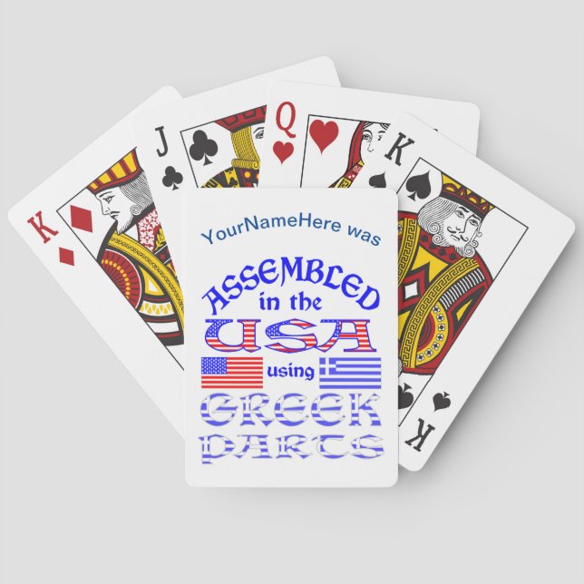 Assembled in USA Using Greek Parts Personalized Playing Cards (Back)