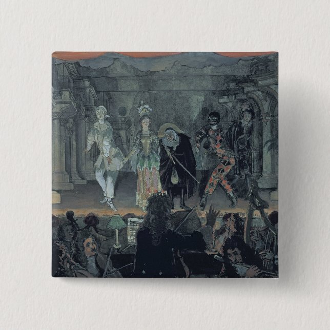 Assembly of Free Masons before the Initiation of a 2 Inch Square Button (Front)