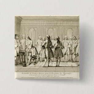 Assembly of Free Masons to Initiate an Apprentice, 2 Inch Square Button