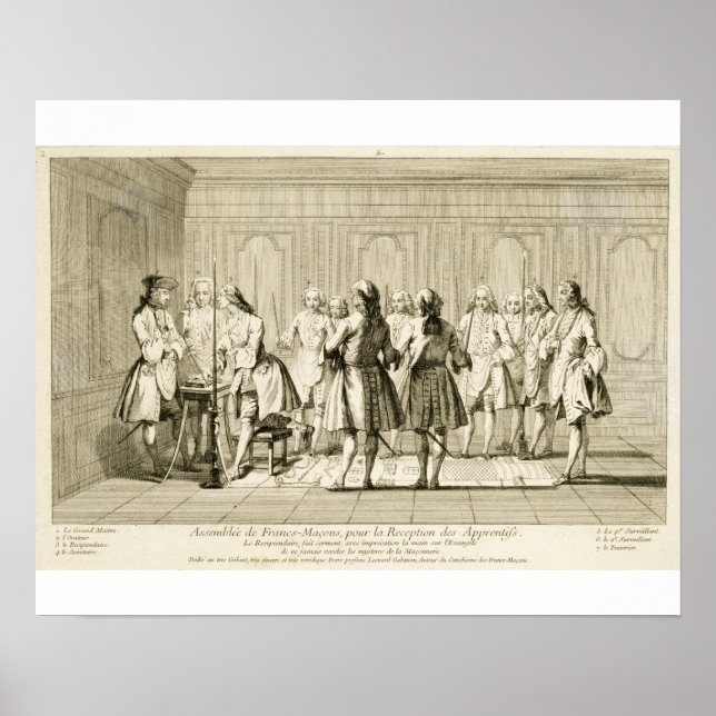 Assembly of Free Masons to Initiate an Apprentice, Poster (Front)