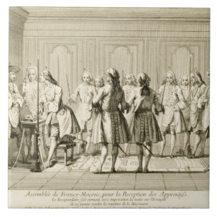 Assembly of Free Masons to Initiate an Apprentice, Tile