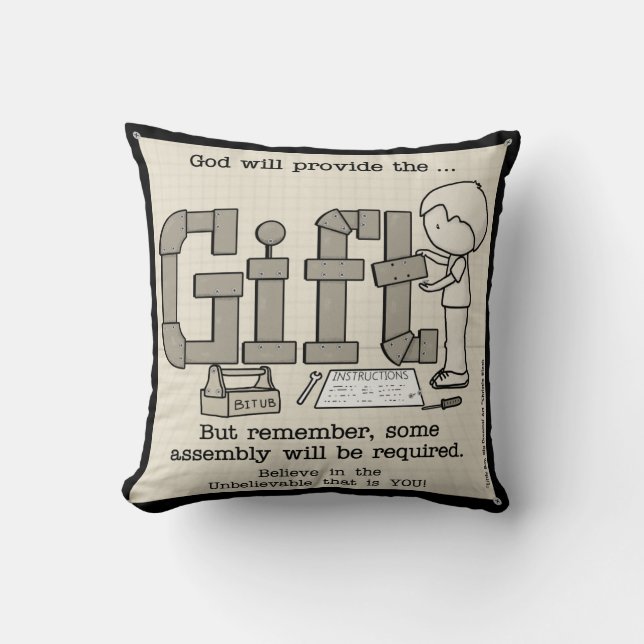 Assembly Required Throw Pillow (Front)