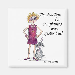 Assertive woman watercolor caricature humour magnet