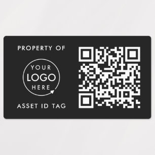 Asset ID Tag   QR Code Property of Business Black