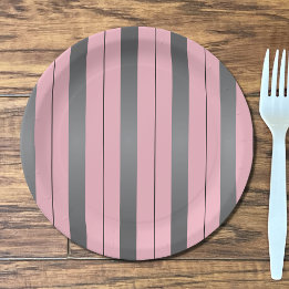 Assez jolies assiettes en papier grises et roses à