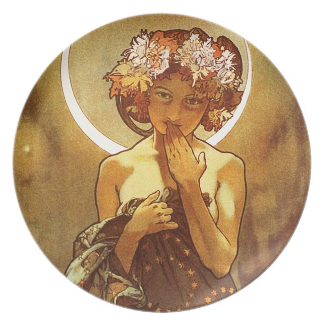 Assiette Alfons Mucha : Luna (Devant)