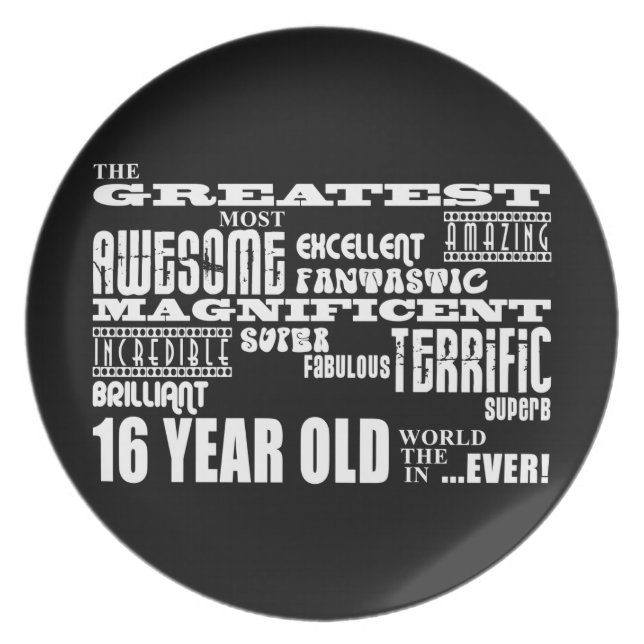 Assiette Amusement Cool 16e anniversaire fête Plus grand 16 (Devant)