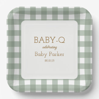 Assiette carrée bébé-Q Gingham vert 2