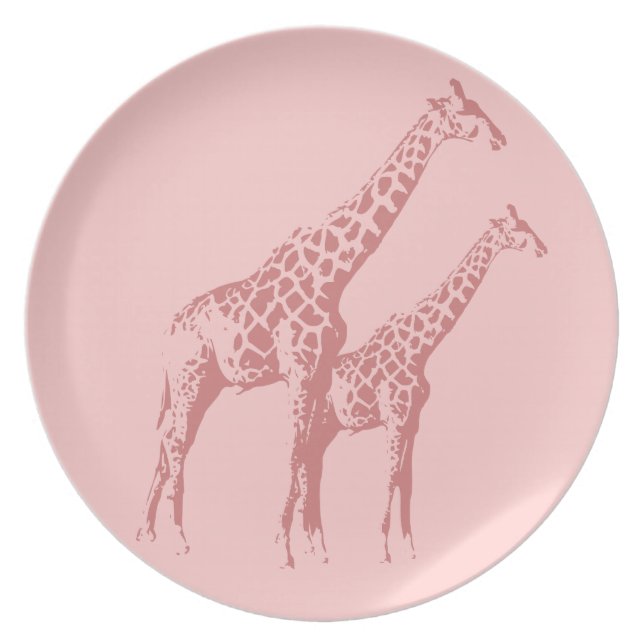 Assiette Croquis en girafe rose (Devant)