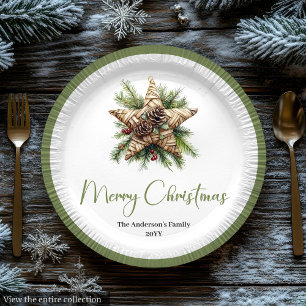 Assiette de dîner Élégante Arbre de Noël Bohème Bo