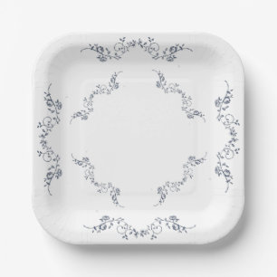 Assiette de fête en papier carrée à motif floral v