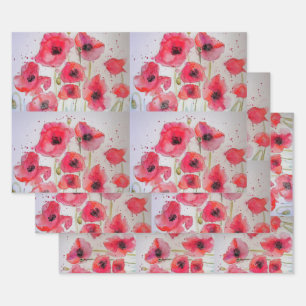 Assiette de fête en papier motif floral Coquelicot