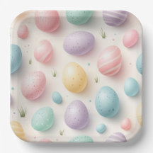 Assiette de fête en papier œuf pastel